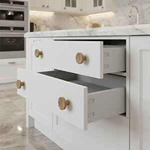 Bohem  Tek Vidalı İç Bükey Plastik Düğme Kulp Kubik Kayın Bej Renk Mobilya Dolap Çekmece Kulpu Kulbu