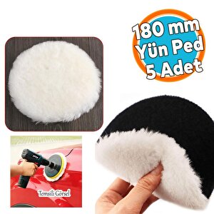 Yün Ped Ø 180 Mm Pasta Cila Polisaj Süngeri Cırt Tabanlı Kuzu Postu Yünü Keçesi Parlatma ( 5 Adet )