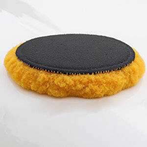 (3'lü Set) Sarı Renk Orta Sert Koyun Kuzu Postu Pedi Ø 125 Mm Pasta Cila Polisaj Cırt Taban + M14