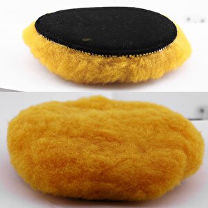 (3'lü Set) Sarı Renk Orta Sert Koyun Kuzu Postu Pedi Ø 125 Mm Pasta Cila Polisaj Cırt Taban + M14