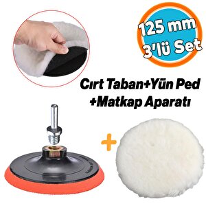 Koyun Postu Pedi Ø 125 Mm + Cırt Taban + M14 Pasta Cila Polisaj Kuzu Postu Yünü Keçesi ( 3'lü Set)