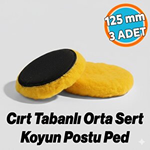 Orta Sert Koyun Kuzu Postu Pedi Ø 125 Mm Pasta Cila Polisaj Cırt Tabanlı Yün Sarı Renk ( 3 Adet)