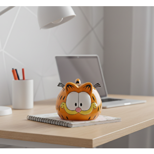 Tembel Kedi Seramik Kupa 400 Ml, Turuncu, 14x11