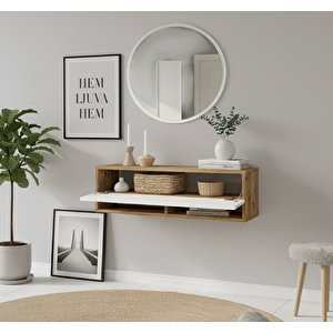 Lia Aynalı Dresuar Hol Antre Dresuar 100cm Atlantik Çam - Beyaz