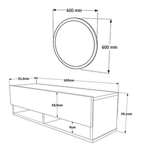Robin Home Lia Aynalı Dresuar Hol Antre Dresuar 100cm Atlantik Çam - Beyaz