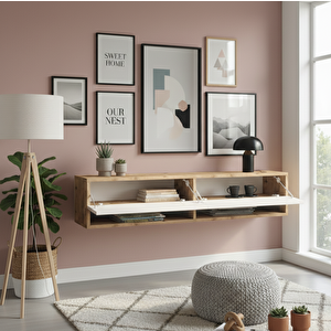 Lia Dresuar Duvara Monte Antre Hol 140cm Çam- Beyaz