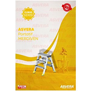 Safir Serisi – 3+3 Basamaklı Çift Çıkışlı %100 Alüminyum Merdiven | Ev Bahçe Ofis Kullanımına Uygun