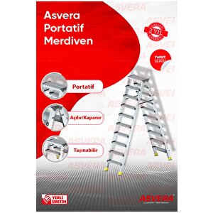 Yakut Serisi – 10+10 Alüminyum Çift Çıkışlı Merdiven | Bahçe, Depo, Asma Kat, İşyeri