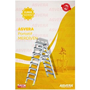 Yakut Serisi – 8+8 Alüminyum Çift Çıkışlı Merdiven | Ev, Bahçe Ve İş Yerleri Için Güvenli Çözüm