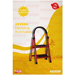 Elmas Serisi Carnaval 2’li Ev Tipi Katlanır Merdiven – Kırmızı, Kaymaz, Hafif, Dayanıklı