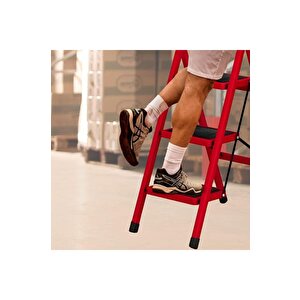 Elmas Serisi Carnaval 2’li Ev Tipi Katlanır Merdiven – Kırmızı, Kaymaz, Hafif, Dayanıklı