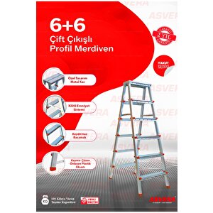 6+6 Çi̇ft Çikişli Profi̇l Merdi̇ven