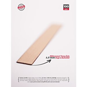 Ahşap Mum Fitili 15 Mm Genişlik – Nikel Kaplama Taban + 3m Bant | Cereus 100 Adet