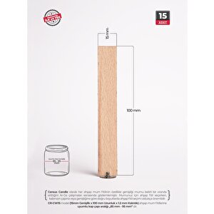 Ahşap Mum Fitili 15 Mm Genişlik – Nikel Kaplama Taban + 3m Bant | Cereus 15 Adet
