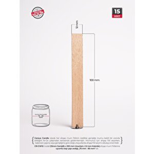Ahşap Mum Fitili 12 Mm Genişlik – 1.2 Mm Kalınlık, Doğal Ahşap | Cereus 15 Adet