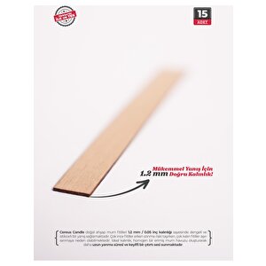 Ahşap Mum Fitili 12 Mm Genişlik – 1.2 Mm Kalınlık, Doğal Ahşap | Cereus 15 Adet