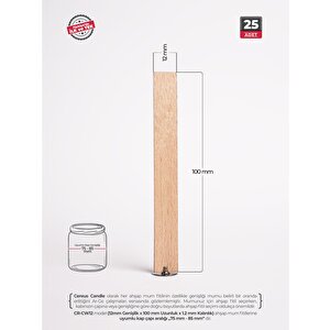 Ahşap Mum Fitili 12 Mm Genişlik – 1.2 Mm Kalınlık, Doğal Ahşap | Cereus 25 Adet