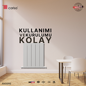 Angers Yakıt Tasarruflu Premium Malzeme Alüminyum Radyatör 60x129,5cm Kumlu Beyaz Beyaz