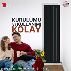 Angers Double Yakıt Tasarruflu Premium Malzeme Alüminyum Radyatör 180x29,5cm Kumlu Antrasit Antrasit