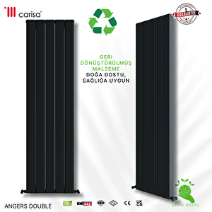 Angers Double Yakıt Tasarruflu Premium Malzeme Alüminyum Radyatör 180x29,5cm Kumlu Antrasit
