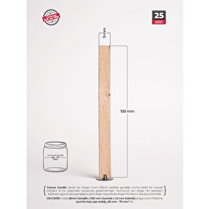 Ahşap Mum Fitili 9 Mm Genişlik – Şömine Çıtırtılı, Çelik Tabanlı | Cereus 25 Adet