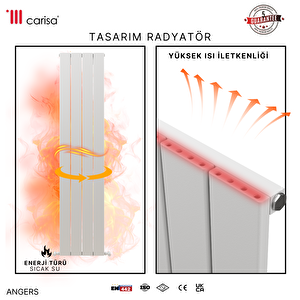 Angers Yakıt Tasarruflu Premium Malzeme Alüminyum Radyatör 180x49,5cm Kumlu Beyaz