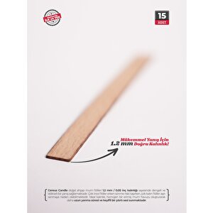 Ahşap Mum Fitili 9 Mm Genişlik – Şömine Çıtırtılı, Çelik Tabanlı | Cereus 15 Adet