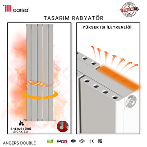 Angers Double Yakıt Tasarruflu Premium Malzeme Alüminyum Radyatör 180x69,5cm Kumlu Açık Gri