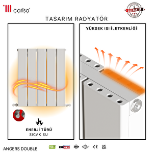 Angers Double Yakıt Tasarruflu Premium Malzeme Yakıt Tasarruflu Premium Malzeme Alüminyum Radyatör 60x49,5cm Kumlu Beyaz