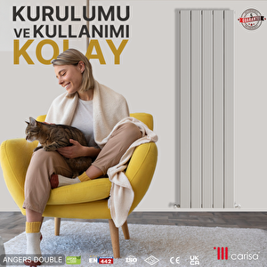 Angers Double Yakıt Tasarruflu Premium Malzeme Alüminyum Radyatör 180x59,5cm Kumlu Beyaz Beyaz