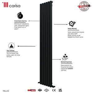 Tallis Yakıt Tasarruflu Premium Malzeme Alüminyum Radyatör 180x65cm Kumlu Antrasit Antrasit