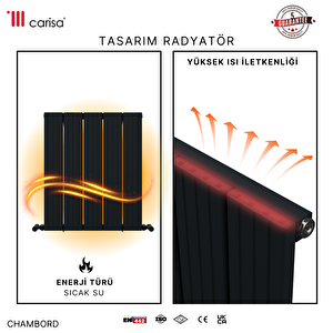 Chambord Yakıt Tasarruflu Premium Malzeme Alüminyum Radyatör 60x129,5cm Kumlu Siyah
