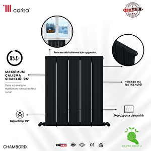 Chambord Yakıt Tasarruflu Premium Malzeme Alüminyum Radyatör 60x129,5cm Kumlu Antrasit