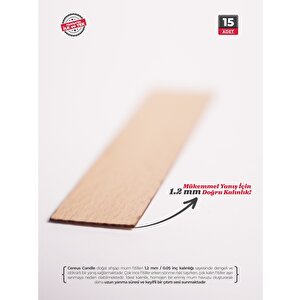 Ahşap Mum Fitili 25 Mm Genişlik – Nikel Tabanlı, Kalın 1.2 Mm Fitil | Cereus 15 Adet