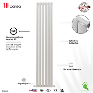 Tallis Yakıt Tasarruflu Premium Malzeme Alüminyum Radyatör 60x119cm Kumlu Beyaz Beyaz