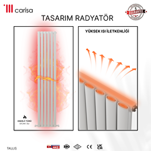 Carisa Tallis Yakıt Tasarruflu Premium Malzeme Alüminyum Radyatör 60x119cm Kumlu Beyaz