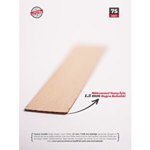 Ahşap Mum Fitili 25 Mm Genişlik – Nikel Tabanlı, Kalın 1.2 Mm Fitil | Cereus 75 Adet