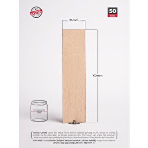 Ahşap Mum Fitili 25 Mm Genişlik – Nikel Tabanlı, Kalın 1.2 Mm Fitil | Cereus 50 Adet