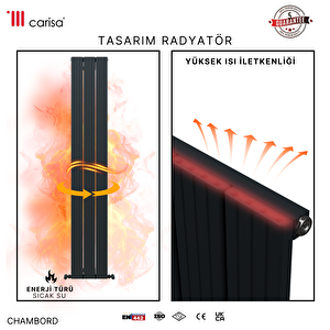 Chambord Yakıt Tasarruflu Premium Malzeme Alüminyum Radyatör 180x49,5cm Kumlu Siyah