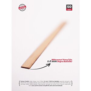 Ahşap Mum Fitili 7 Mm Genişlik – Nikel Tabanlı + 3m Bantlı | Cereus 50 Adet