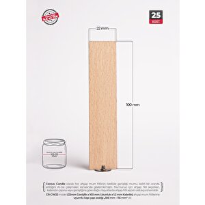 Ahşap Mum Fitili 22 Mm Genişlik – Çıtırtılı, Kalın Doğal Ahşap Fitil | Cereus 25 Adet