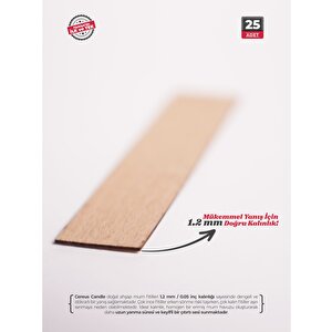 Ahşap Mum Fitili 22 Mm Genişlik – Çıtırtılı, Kalın Doğal Ahşap Fitil | Cereus 25 Adet