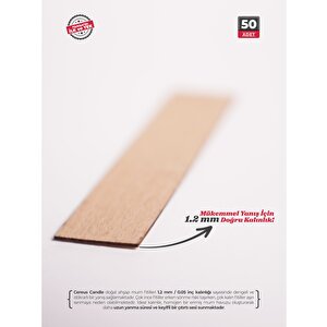 Ahşap Mum Fitili 22 Mm Genişlik – Çıtırtılı, Kalın Doğal Ahşap Fitil | Cereus 50 Adet