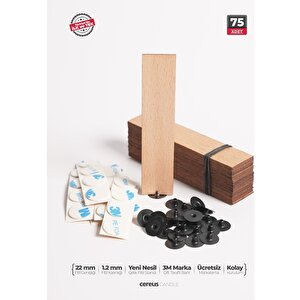 Ahşap Mum Fitili 22 Mm Genişlik – Çıtırtılı, Kalın Doğal Ahşap Fitil | Cereus 75 Adet