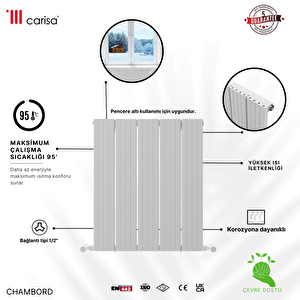 Chambord Yakıt Tasarruflu Premium Malzeme Alüminyum Radyatör 60x69,5cm Kumlu Beyaz