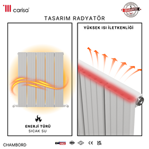 Chambord Yakıt Tasarruflu Premium Malzeme Alüminyum Radyatör 60x69,5cm Kumlu Beyaz