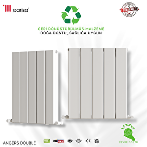Angers Double Yakıt Tasarruflu Premium Malzeme Alüminyum Radyatör 60x69,5cm Kumlu Beyaz