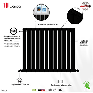 Carisa Tallis Yakıt Tasarruflu Premium Malzeme Alüminyum Radyatör 60x131cm Kumlu Siyah