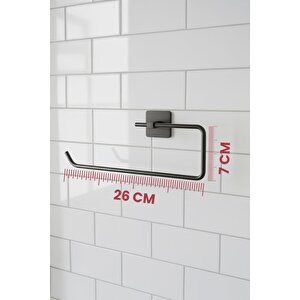 Siyah Yapışkanlı Solo Havluluk – Kare Topuzlu, (yapıştır/vidala) Montajlı Metal Banyo Askısı - (s-110) - Kts