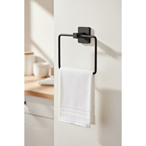 Siyah Kare Havluluk – Kare Topuzlu, (yapıştır/vidala) Montajlı Dayanıklı Metal Havlu Askısı - (s-130) - Kts